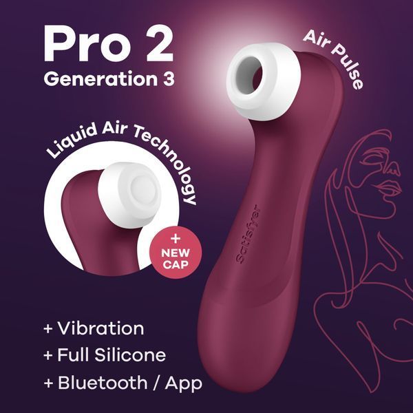 Вакуумний кліторальний стимулятор Satisfyer Pro 2 Generation 3 with Liquid Air Connect App Wіnе Red SO7774 фото ЦЕ МІЖ НАМИ