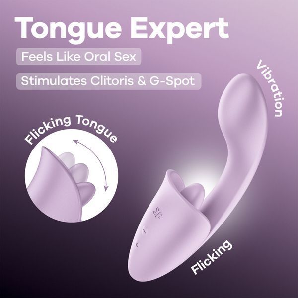 Вагінально-кліторальний вібратор Satisfyer Tongue Expert з язичком SX3851 фото ЦЕ МІЖ НАМИ