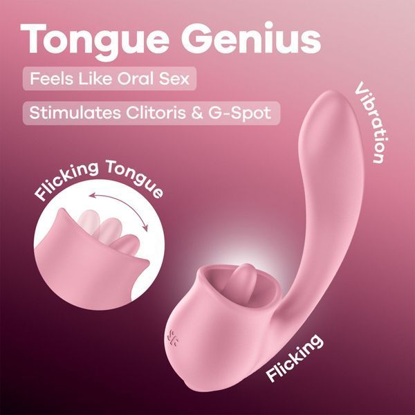 Вагінально-кліторальний вібратор Satisfyer Tongue Genius з язичком SX3852 фото ЦЕ МІЖ НАМИ