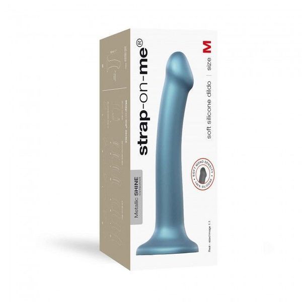 Насадка для страпону Strap-On-Me Mono Density Dildo M Blue, діам. 3,3 см, гнучка SO3569 фото ЦЕ МІЖ НАМИ
