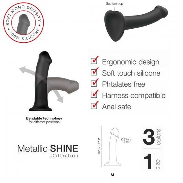 Насадка для страпону Strap-On-Me Mono Density Dildo M Blue, діам. 3,3 см, гнучка SO3569 фото ЦЕ МІЖ НАМИ