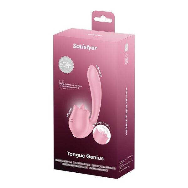Вагінально-кліторальний вібратор Satisfyer Tongue Genius з язичком SX3852 фото ЦЕ МІЖ НАМИ