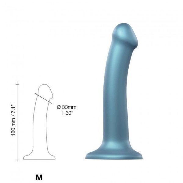 Насадка для страпону Strap-On-Me Mono Density Dildo M Blue, діам. 3,3 см, гнучка SO3569 фото ЦЕ МІЖ НАМИ