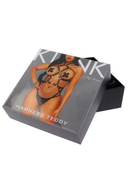 Портупея-тедді з екошкіри Leg Avenue Heart ring harness teddy S, Black, підвіска-сердечко, ланцюги SO8563 фото ЦЕ МІЖ НАМИ