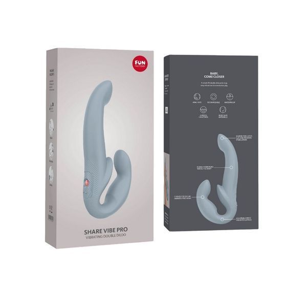 Безремінний страпон з вібрацією Fun Factory SHARE VIBE PRO cool grey, регульований SX0977 фото ЦЕ МІЖ НАМИ