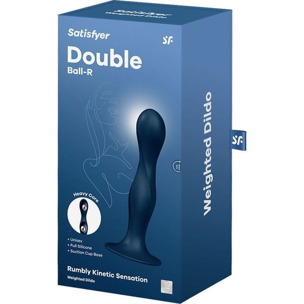 Фалоімітатор Satisfyer Double Ball-R Dark Blue (рухомі кульки всередині)