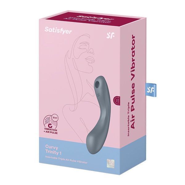 Вакуумний стимулятор з вібрацією Satisfyer Curvy Trinity 1 Bluegrey, 3в1 SO8408 фото ЦЕ МІЖ НАМИ