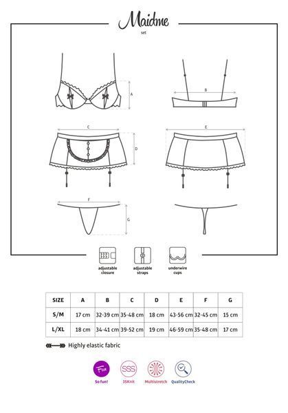 Еротичний костюм покоївки Obsessive Maidme set 5pcs L/XL SO7291 фото ЦЕ МІЖ НАМИ