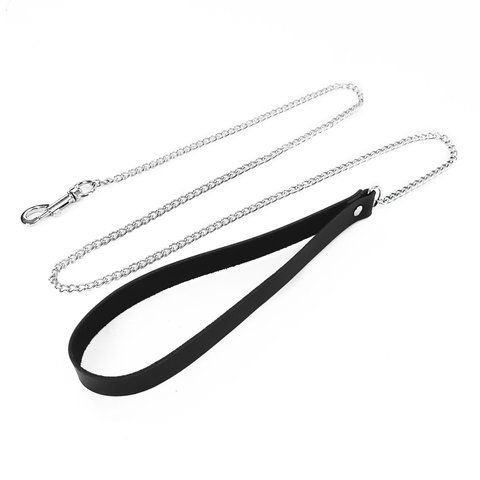 Повідець на ланцюжку із натуральної шкіри Art of Sex - Leash, колір Чорний SO6797 фото ЦЕ МІЖ НАМИ