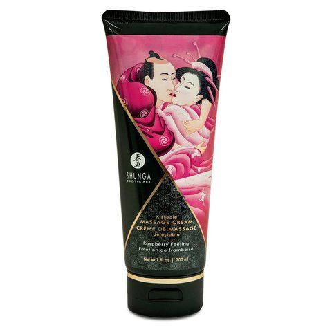 Їстівний масажний крем Shunga Kissable Massage Cream Raspberry Feeling SO2504 фото ЦЕ МІЖ НАМИ