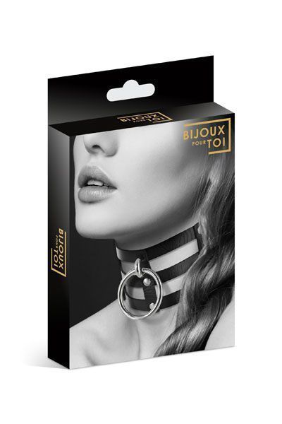 Чокер потрійний з кільцем для повідця Bijoux Pour Toi - FETISH, екошкіра SO1886 фото ЦЕ МІЖ НАМИ