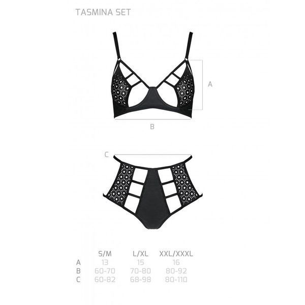 Комплект з екошкіри Passion Tamaris Set black L/XL, бюстгальтер та трусики SO5796 фото ЦЕ МІЖ НАМИ