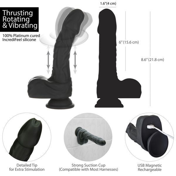 Віброфалоімітатор з ротацією та пульсацією Naked Addiction 8.6&Prime; Noir SO8907 фото ЦЕ МІЖ НАМИ