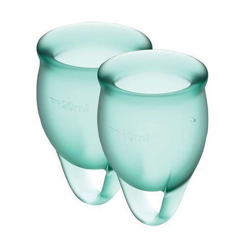 Набір менструальних чаш Satisfyer Feel Confident (dark green), 15мл і 20мл SO3577 фото ЦЕ МІЖ НАМИ