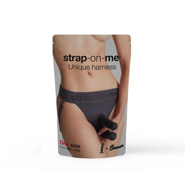 Трусики для страпона Strap-On-Me HARNAIS LINGERIE UNIQUE, One Size, сірі SO9613 фото ЦЕ МІЖ НАМИ