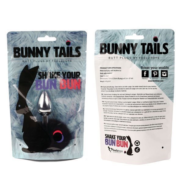 Анальна пробка FeelzToys - Bunny Tails Butt Plug Black SO5063 фото ЦЕ МІЖ НАМИ