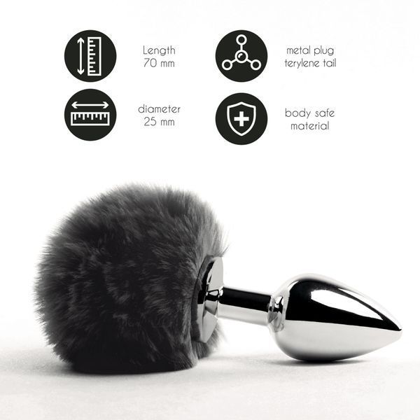 Анальна пробка FeelzToys - Bunny Tails Butt Plug Black SO5063 фото ЦЕ МІЖ НАМИ
