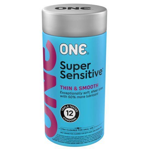 Презервативи ONE Super Sensitive, 12 шт, гладенькі, з додатковою змазкою, паковання-тубус SX0789 фото ЦЕ МІЖ НАМИ