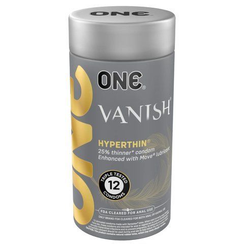 Презервативи ONE Vanish Hyperthin, 12 шт, ультратонкі, зі змазкою, подарункове паковання-тубус SX0792 фото ЦЕ МІЖ НАМИ