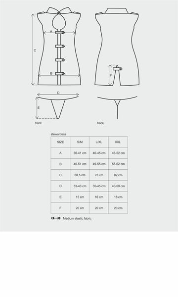 Еротичний костюм стюардеси Obsessive Stewardess 3 pcs costume grey L/XL SO7309 фото ЦЕ МІЖ НАМИ