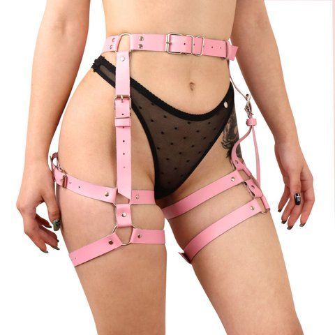 Гартери Art of Sex Claire, натуральна шкіра, розмір L-2XL, колір рожевий SO7764 фото ЦЕ МІЖ НАМИ